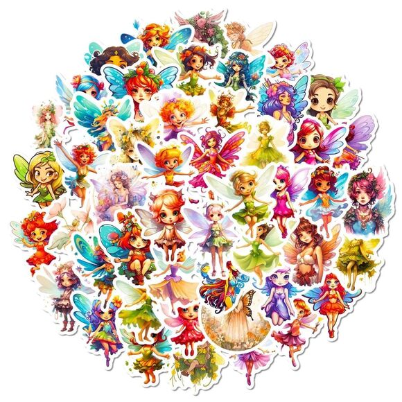 50 pcs Beautiful Fairy Stickers Vinyl Waterproof Non-Fading Sticker - Picture 1 of 9
